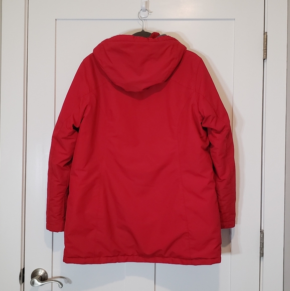 LANDS' END Insulated Winter Coat Hooded Red Size L/P 14-16 Nylon Polyester - Picture 12 of 15